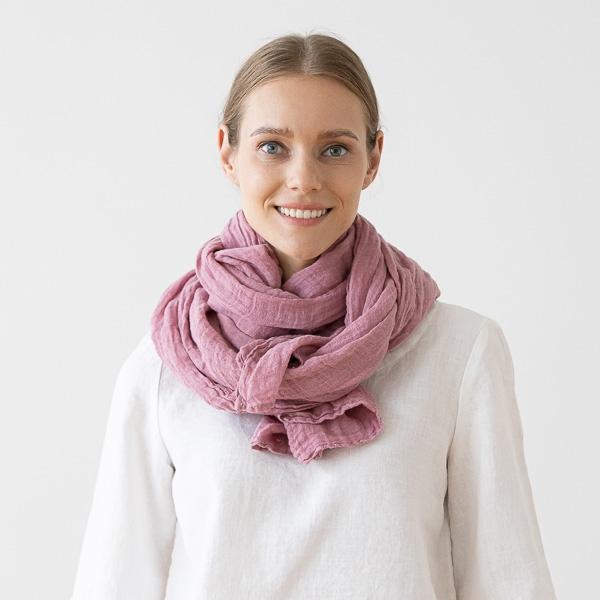 linenme Mauve Linen Summer Scarf Garza