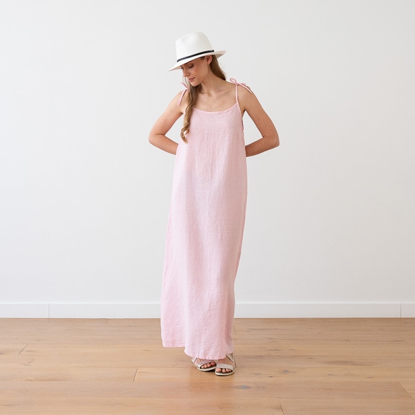 Linenme Maxi Linen Dress Rosa Melange Amelia