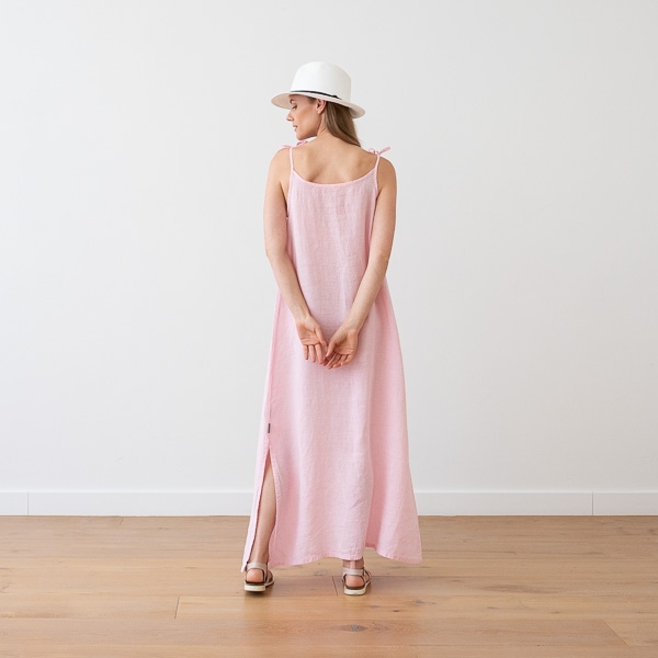 Linenme Maxi Linen Dress Rosa Melange Amelia