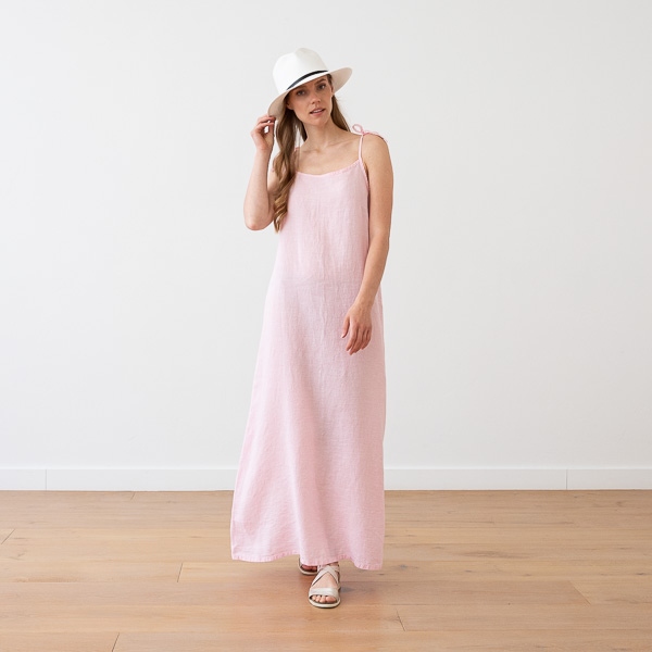 linenme Maxi Linen Dress Rosa Melange Amelia