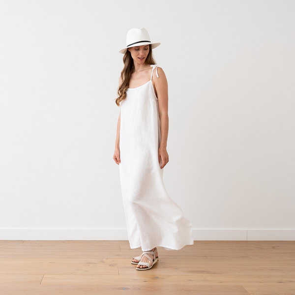 Linenme Maxi Linen Dress White Amelia