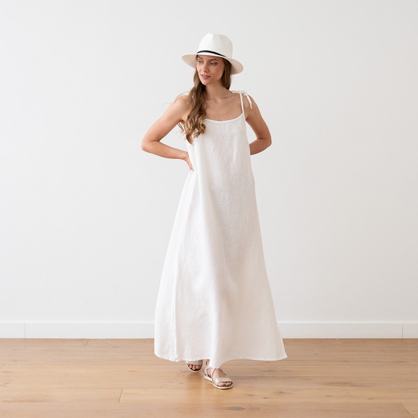 Linenme Maxi Linen Dress White Amelia