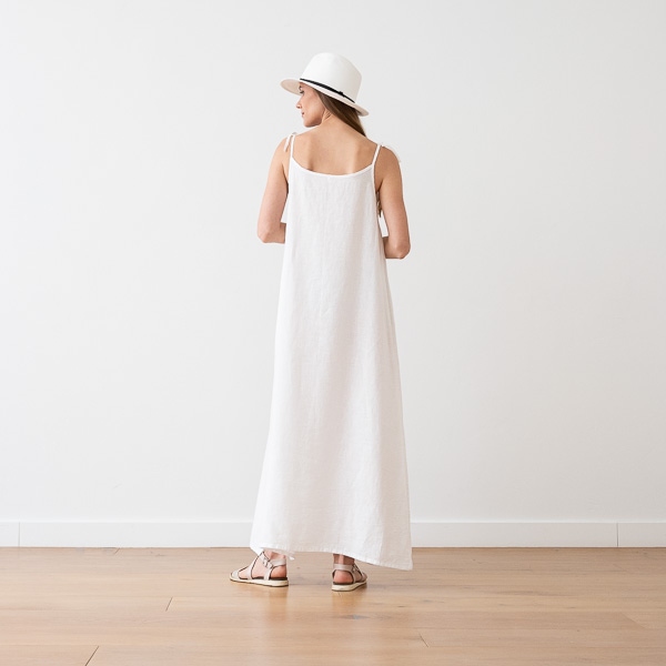 Linenme Maxi Linen Dress White Amelia