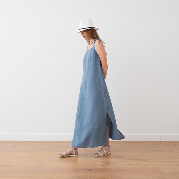 linenme Maxi Linen Dress White Amelia
