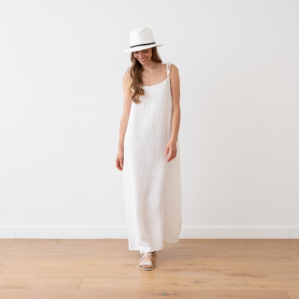 linenme Maxi Linen Dress White Amelia