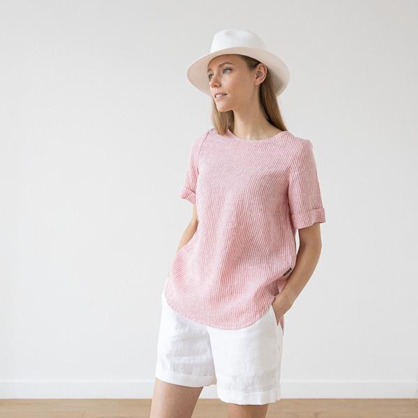 Linenme Medium Stripe Linen Blouse Rosa Luisa