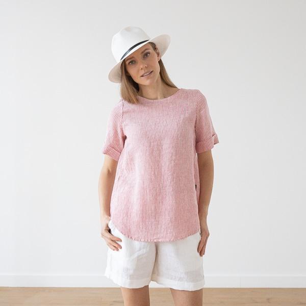 Linenme Medium Stripe Linen Blouse Rosa Luisa