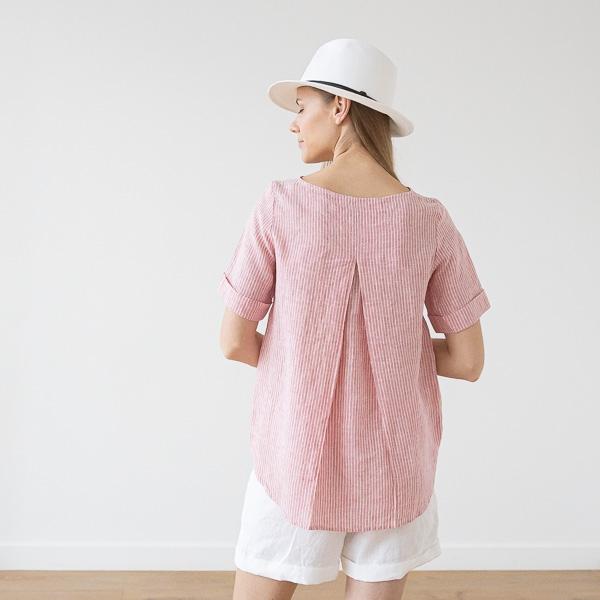 Linenme Medium Stripe Linen Blouse Rosa Luisa