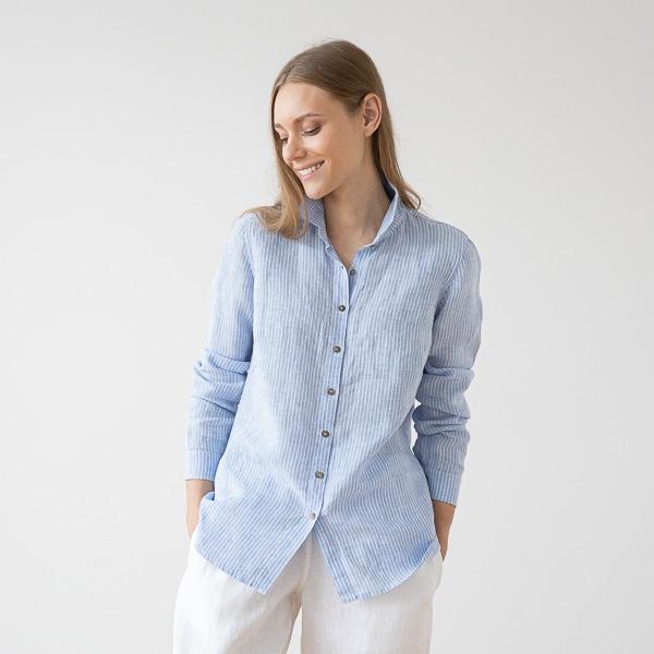 Linenme Medium Stripe Linen Shirt Rosa Ernesto