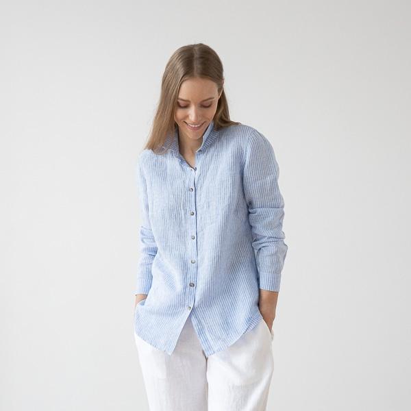 Linenme Medium Stripe Linen Shirt Rosa Ernesto