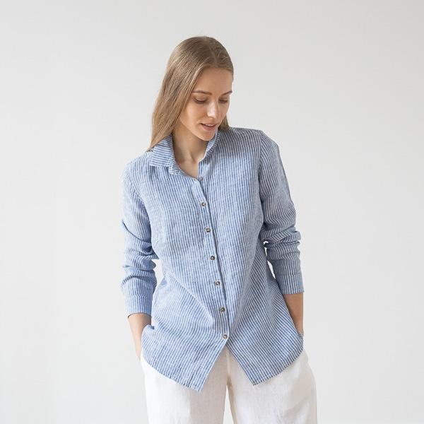 Linenme Medium Stripe Linen Shirt Rosa Ernesto