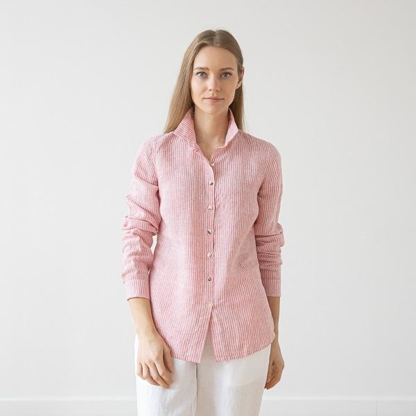 linenme Medium Stripe Linen Shirt Rosa Ernesto