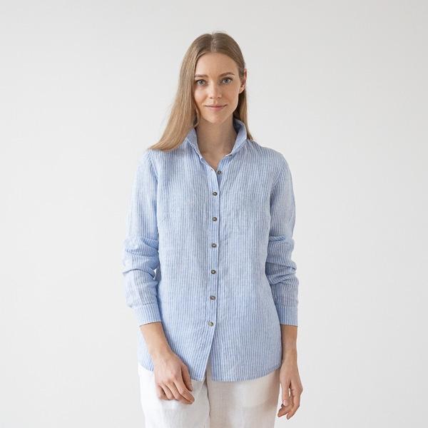 linenme Medium Stripe Linen Shirt Rosa Ernesto