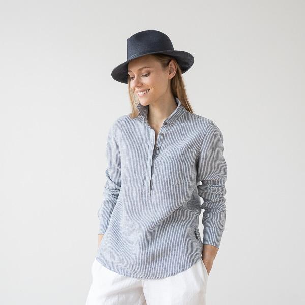 Linenme Medium Stripe Linen Shirt Rosa Fabio