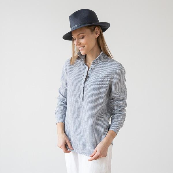 Linenme Medium Stripe Linen Shirt Rosa Fabio