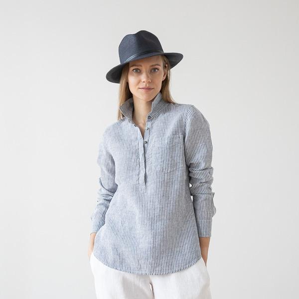 linenme Medium Stripe Linen Shirt Rosa Fabio