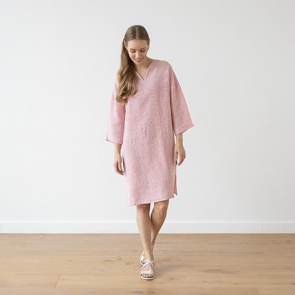 Linenme Medium Stripe Linen Tunic Blue Nida