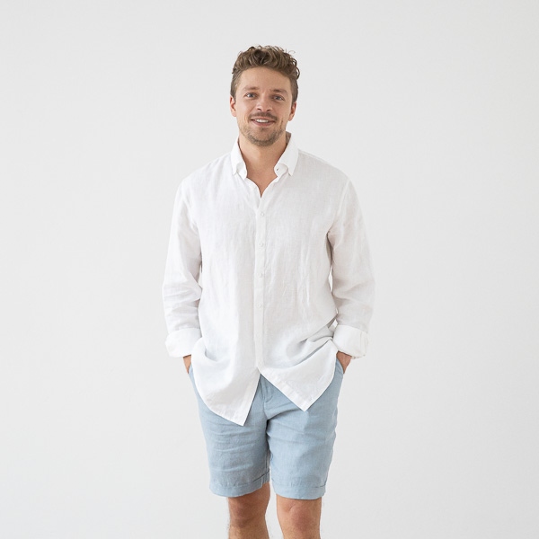 linenme Men's Linen Shirt White Paul