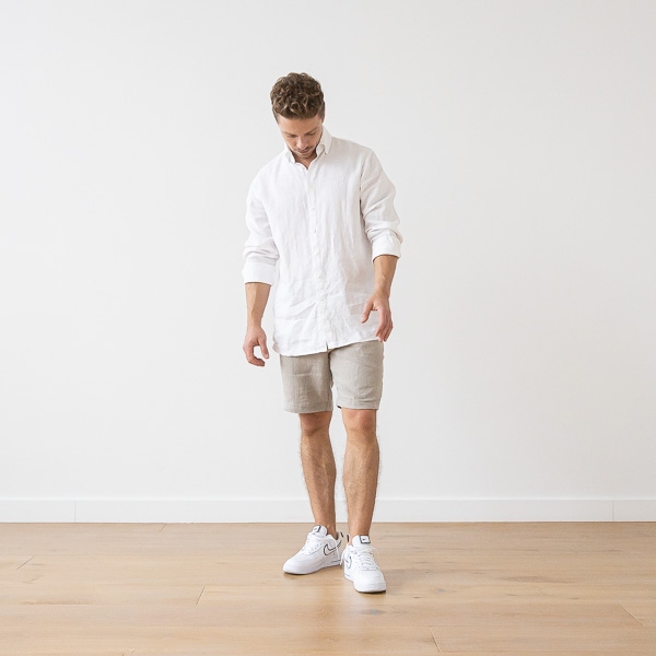 linenme Men's Linen Shorts Natural