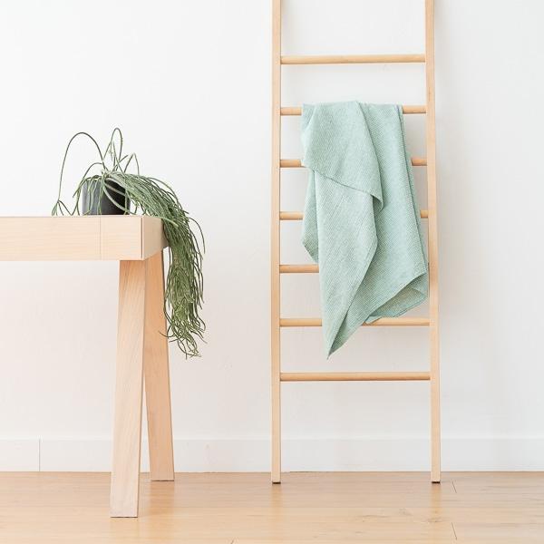 Linenme Mint Linen Cotton Bath Towel Wafer Washed