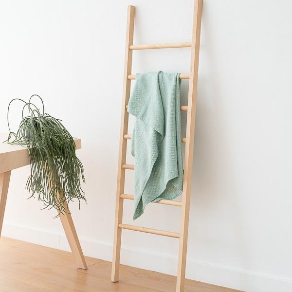 Linenme Mint Linen Cotton Bath Towel Wafer Washed