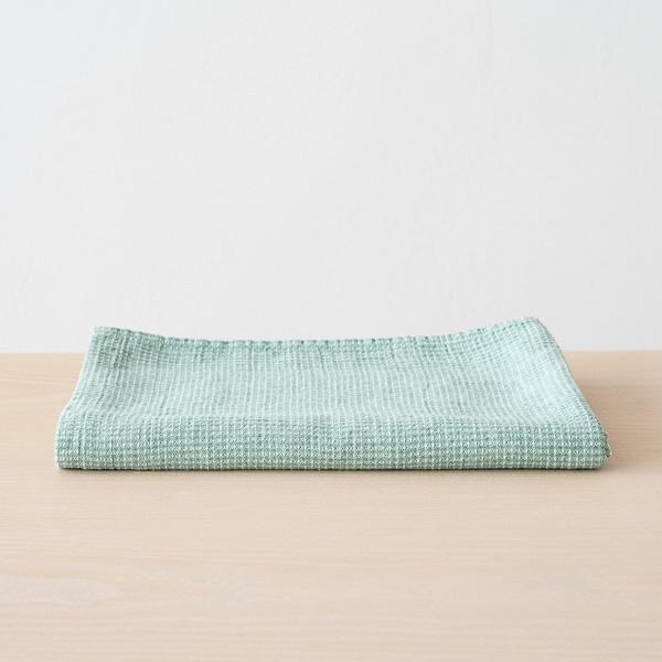 linenme Mint Linen Cotton Bath Towel Wafer Washed