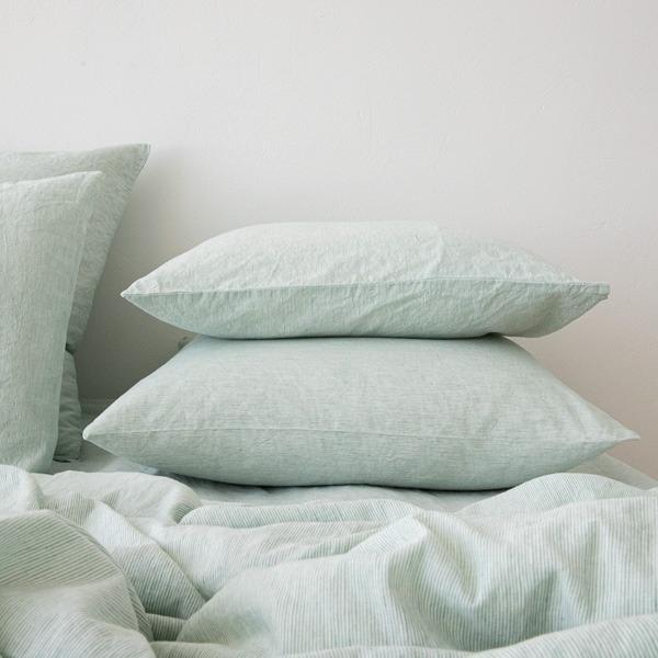 Linenme Mint Linen Fabric Pinstripe