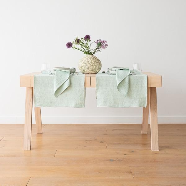 Linenme Mint Linen Napkin Chevron