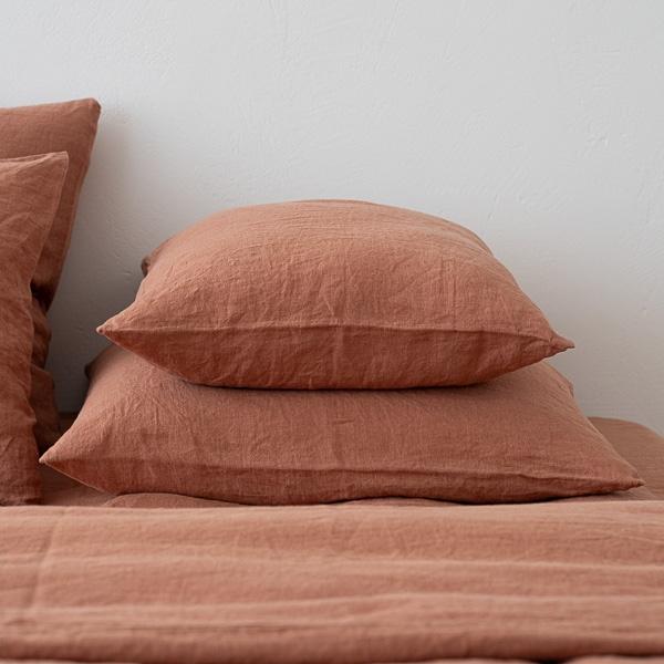 Linenme Mocha Bed Linen Pillow Case Stone Washed