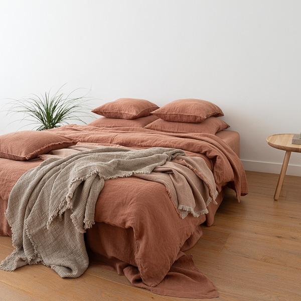 Linenme Mocha Linen Bed Set Stone Washed
