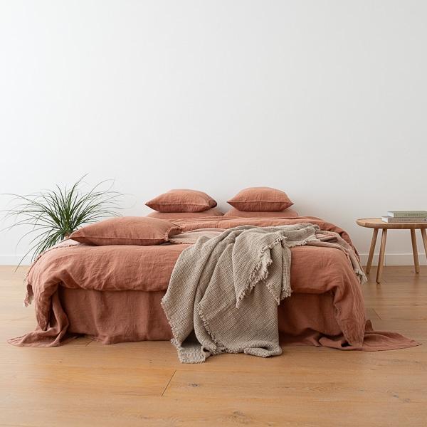 Linenme Mocha Linen Bed Set Stone Washed