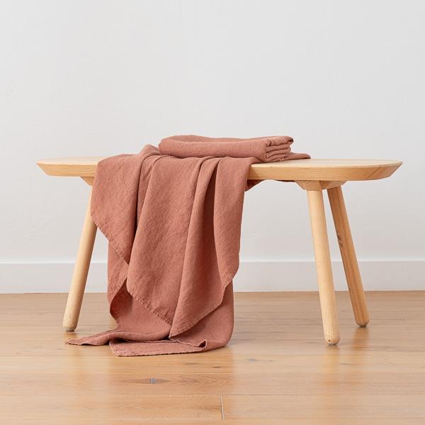 Linenme Mocha Linen Waffle Bath Towel Washed