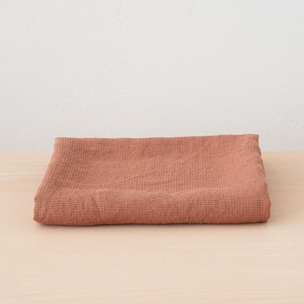 linenme Mocha Linen Waffle Bath Towel Washed