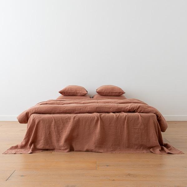 Linenme Mocha Stone Washed Bed Linen Flat Sheet
