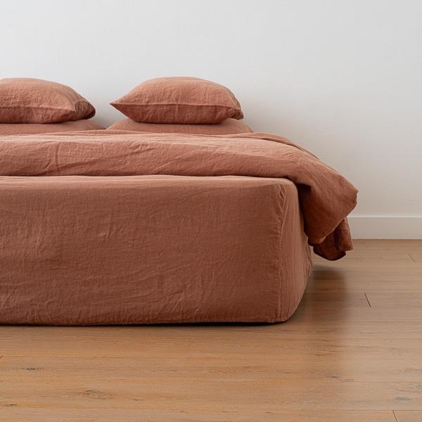 Linenme Mocha Washed Bed Linen Fitted Sheet