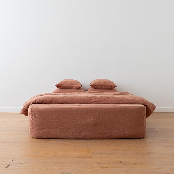 Linenme Mocha Washed Bed Linen Fitted Sheet