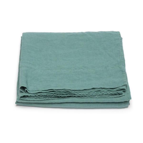 Linenme Moss Green Linen Flat Sheet Stone Washed