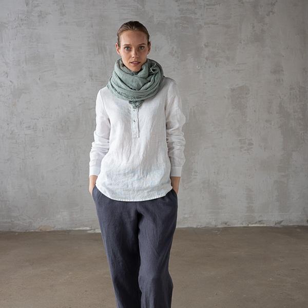 Linenme Moss Green Linen Summer Scarf Garza