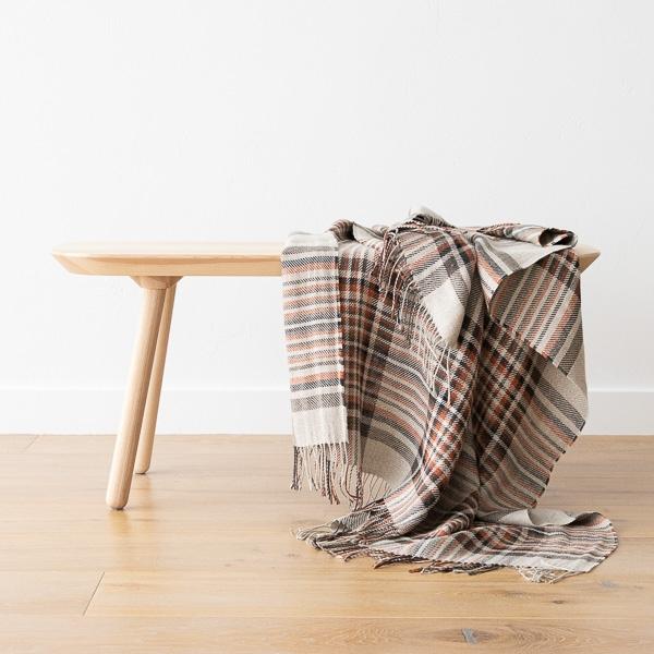 Linenme Natural Black Square Linen Throw Paolo