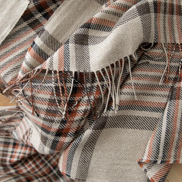 Linenme Natural Black Square Linen Throw Paolo