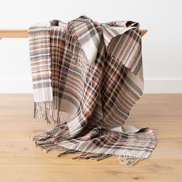 linenme Natural Black Square Linen Throw Paolo