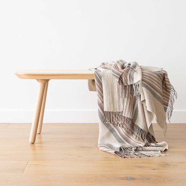 Linenme Natural Black Stripe Linen Throw Paolo