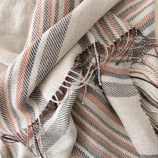 Linenme Natural Black Stripe Linen Throw Paolo