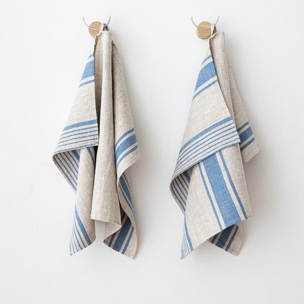 linenme Natural Blue Linen Fabric Provence