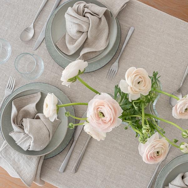 Linenme Natural Cream Linen Napkin Chevron