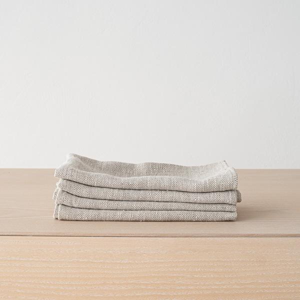 linenme Natural Cream Linen Napkin Chevron