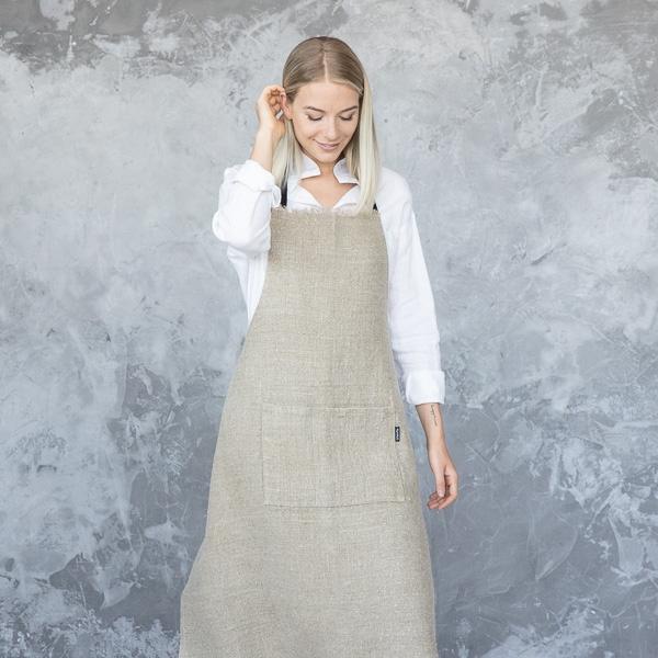 Linenme Natural Linen Apron Rustic
