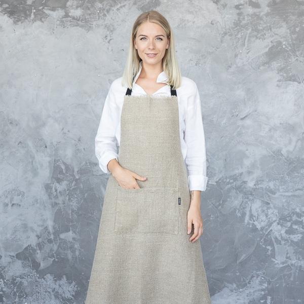 linenme Natural Linen Apron Rustic