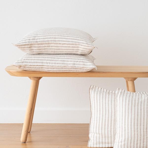 Linenme Natural Linen Cushion Cover Ticking Stripe