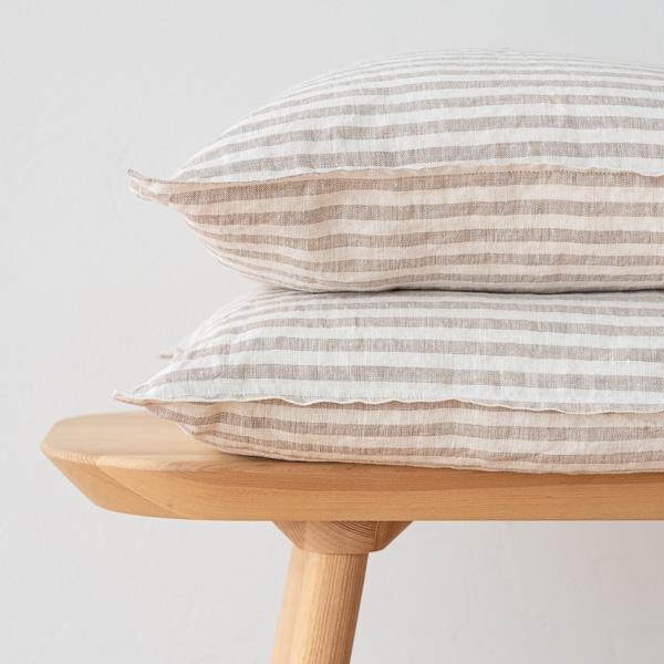 Linenme Natural Linen Cushion Cover Ticking Stripe